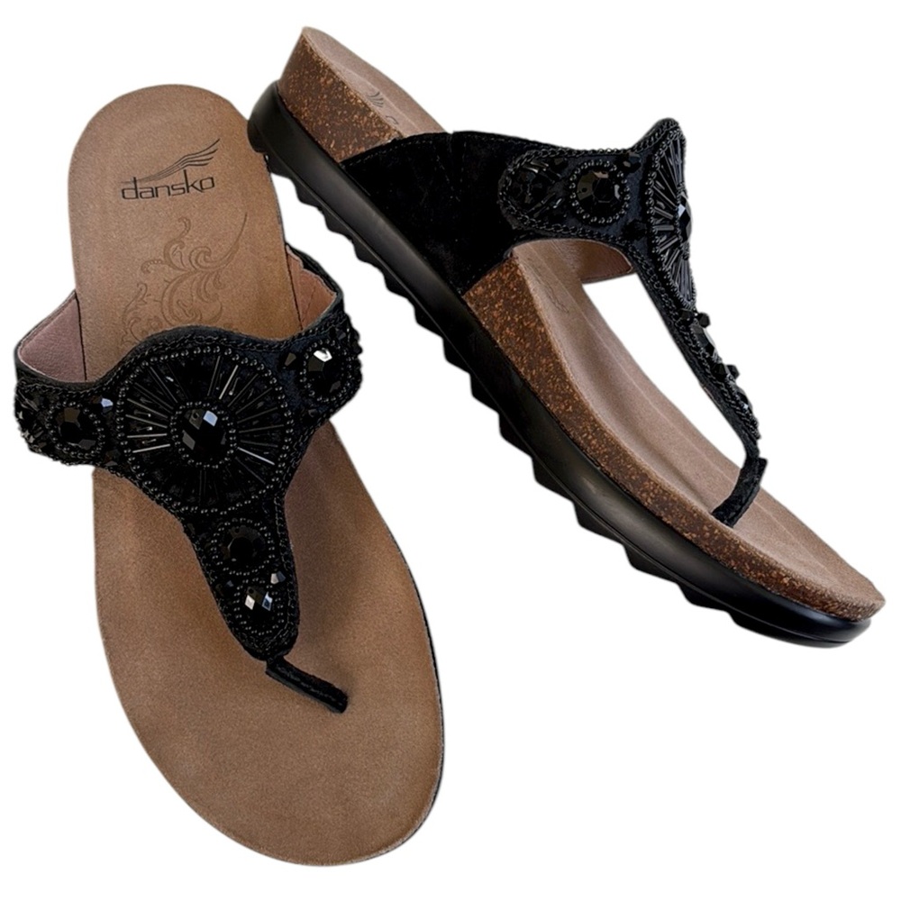 Dansko Black Sandals with Contoured Footbed
